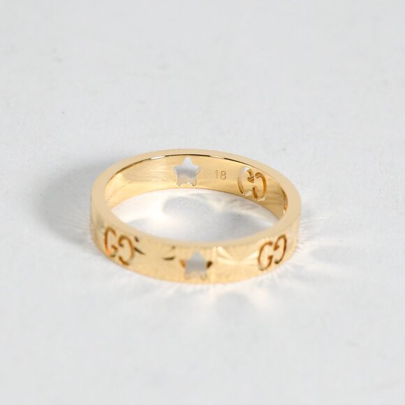 Gucci Icon Star ring 18k Yellow Gold 4mm Band Size 18 Brand New No Box - Picture 9 of 12